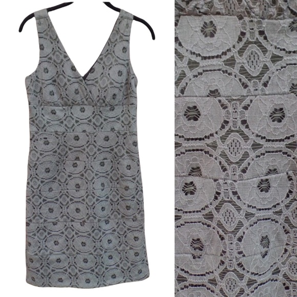 Enfocus Studio 8 Dress Light Brown Lace Floral Stretch Bodycon Empire Flattering - Picture 6 of 6